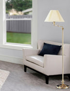 Cal Lighting BO-314-AB Transitional Swing Arm Floor Lamp, Antique Bronze