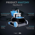 Dolphin Nautilus CC Automatic Robotic Pool Vacuum Cleaner  Wall Climbing Scrubber Brush  Top Load Filter Access  Ideal for Above/In-Ground Pools up to 33 FT in Length