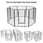 40" 16/8 Panel Pet Playpen with Door, Foldable Dog Exercise Pen, Metal Dog Puppy Cat Fence Barrier Kennel