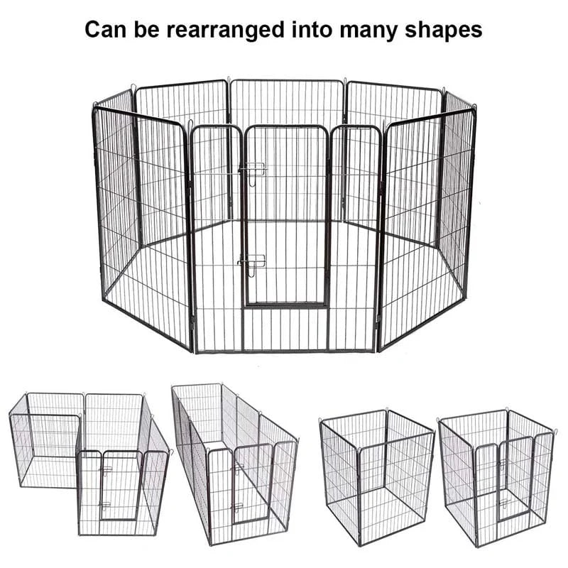 40" 16/8 Panel Pet Playpen with Door, Foldable Dog Exercise Pen, Metal Dog Puppy Cat Fence Barrier Kennel