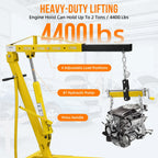 JoanKaren Hydraulic Engine Hoist,4400lbs Max Weight,Folding Engine Lift Shop Crane with Lever and 6 Steel Caster Wheels,Yellow