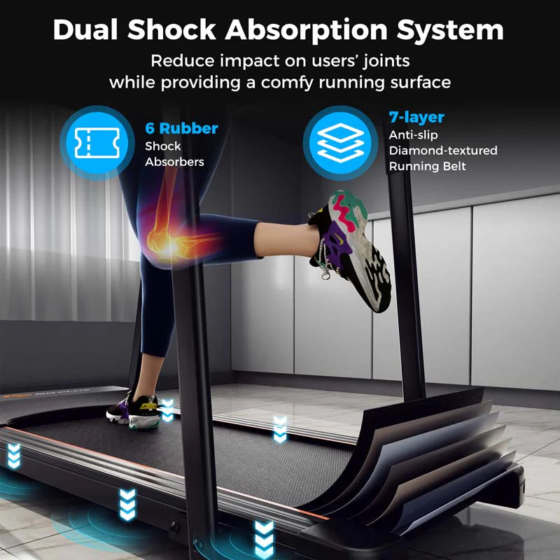Walking Treadmill for Seniors - 2.5 HP Motor, Long Handrail, 300 lbs Capacity & Pulse Sensors