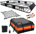 Folding hitch mounted cargo basket 60" With hook stabilizer, net and straps