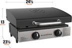 Blackstone 1813 Original 22” Tabletop Griddle with Hood and Stainless Steel Front Plate  Powder Coated Steel  Black