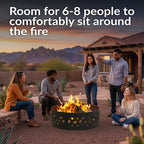 Sunnydaze 36-Inch Outdoor Fire Pit Ring with Poker - Round Heavy-Duty Steel Fire Ring for Camping or Backyard - Crossweave - 12" H