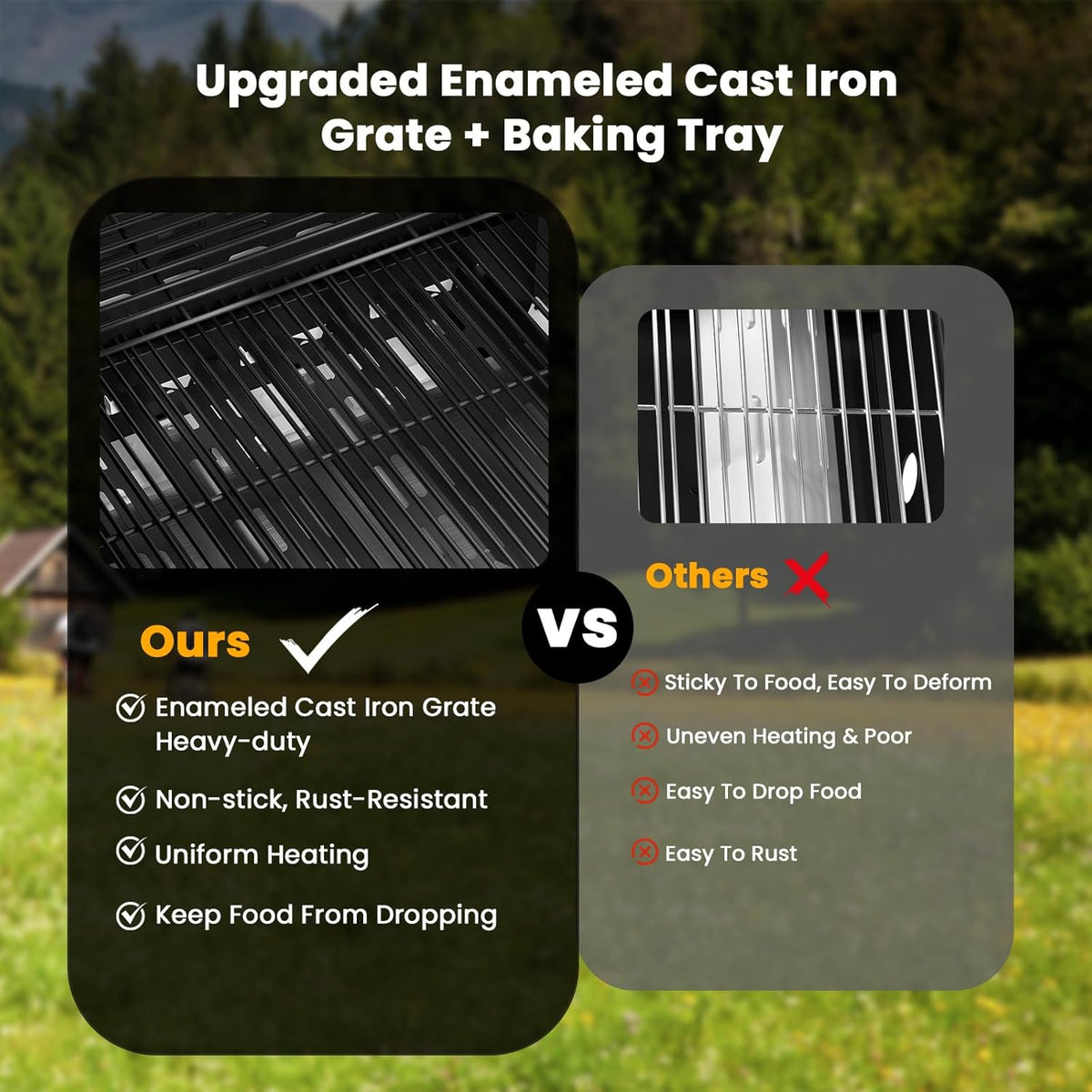4-Burner Gas Grill with Side Burner Stainless Steel Propane Grill with Porcelain-Enameled Grills Built-In Thermometer 42000BTU BBQ Grill for Outdoor Cooking and Patio Barbecues