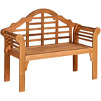 4 Ft Folding Outdoor Bench For Park Garden 2 Person Eucalyptus Wood Bench Loveseat Chair - Comfortable And Ergonomic Design