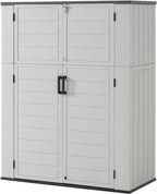 Aoxun 61 Cu.Ft Outdoor Storage Shed  Widened Outdoor Storage Cabinet Waterproof Vertical Resin Shed with Floor for Patio  Garden Tools  Pool Equipment  Easy to Assemble (White)