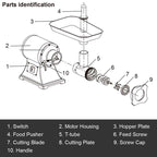 Heavy Duty 550LB/h 1100W Commercial Grade Meat Grinder Stainless Steel Electric Food Grinder Processer