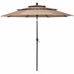 10 FT 3 Tiers Outdoor Patio Market Umbrella with Crank & Auto-tilt, Double Vented Table Umbrella for Pool Deck