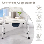 3-in-1 Bedside Commode Chair, Height Adjustable Toilet Seat, Portable Toilet Bath Shower Chair for Elders