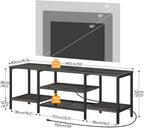 TV Stand with Power Outlets to 75 Inches, TV Console Table with Open Storage Shelves Cabinet, Industrial Media Entertainment Center for Living Room Bedroom, Rustic Brown and Black BF60DS01