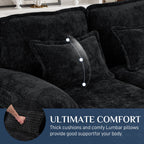 Wiilayok U Shaped Cloud Couch Modular Sectional Sofa 124" Extra Deep Fluffy Chenille Double Chaise Lounge, Central Console w/ Dual USB-C & A Ports, Storm Gray