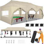 COBIZI 10x20 Heavy Duty Pop up Canopy Tent with 6 sidewalls Easy Up Commercial Outdoor Canopy Wedding Party Tents for Parties All Season Wind & Waterproof Gazebo with Roller Bag,Black(Frame Thickened)