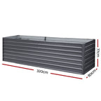 Galvanized Raised Garden Bed - 320x80x77cm Planter Box Greenfingers
