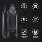 2 Person Inflatable Kayak Fishing PVC Boat – 130” x 43” x 11.8” with Aluminum Alloy Seat, Paddle, Inflatable Mat, Repair Kit, Fin