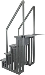 Select Anti-Slip in-Pool Steps | Gray | for Above Ground Swimming Pools | Can Mount to Decks 48" to 54" H | Safety Stairs Capacity Up to 300 lbs