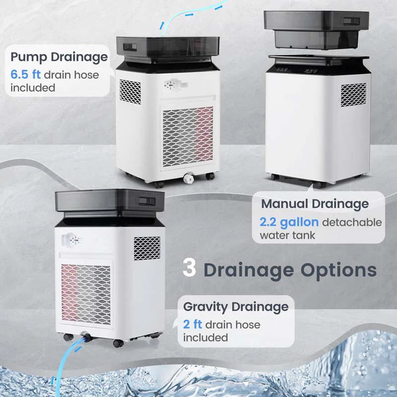70-Pint Dehumidifier for Basement Home, 4,500 Sq.Ft Dehumidifier with Drain Hose, Pump, 2.2 Gal Water Tank, 24H Timer