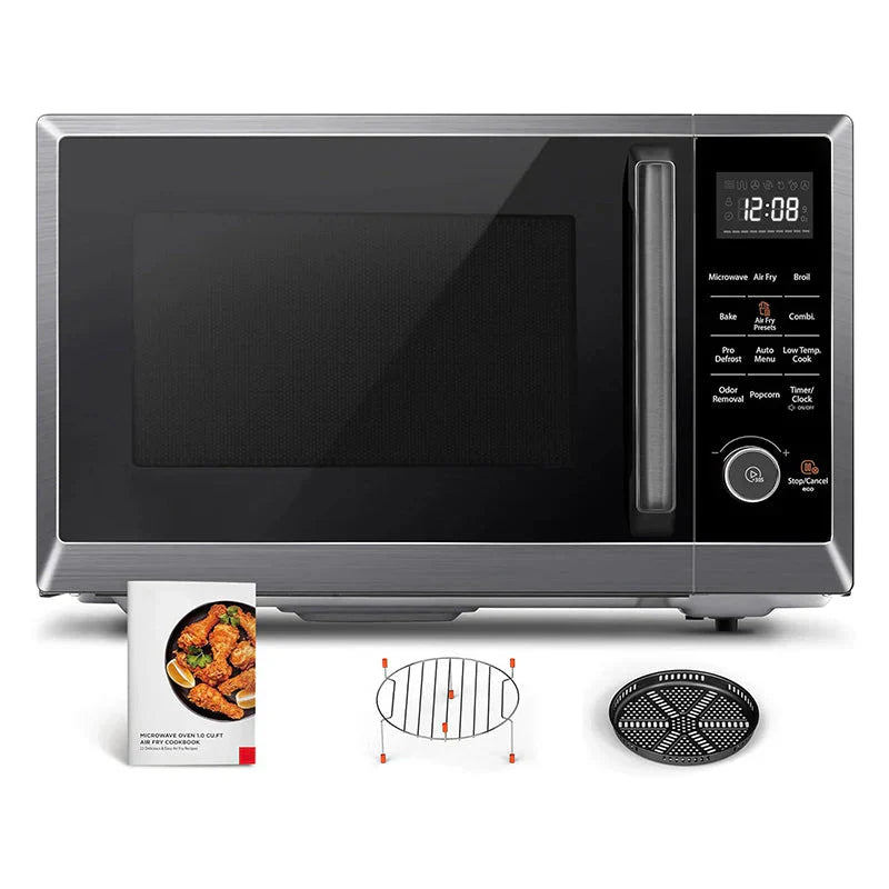 Air Fryer Combo 8-in-1 Countertop Microwave Oven, with Convection, Broil, Odor Removal Mode, 12.4" Position Memory Turntable, Child-Lock, 1.0 Cu.ft, Black Stainless Steel, ML2-EC10SA(BS)