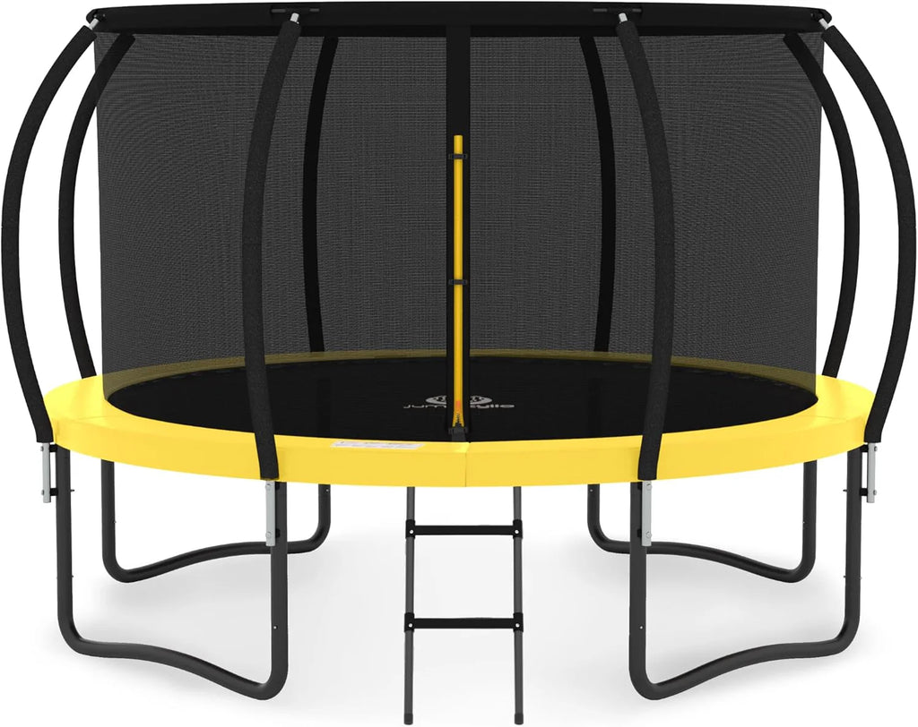 JUMPZYLLA Trampoline 8FT 10FT 12FT 14FT 15FT 16FT Trampoline with Enclosure - Recreational Trampolines with Ladder and AntiRust Coating, ASTM Approval Outdoor Trampoline for Kids