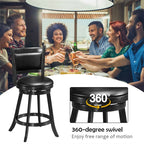 2-Pack 24" Wooden Counter Stools, 360° Swivel Bar Stools with Backs, Counter Height Stool, Upholstered Bar Chairs Dining Chairs