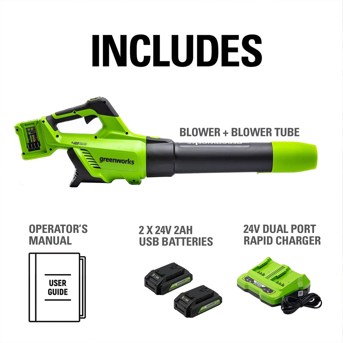 48V Axial Blower with 2 (24V) 2 Ah USB Batteries