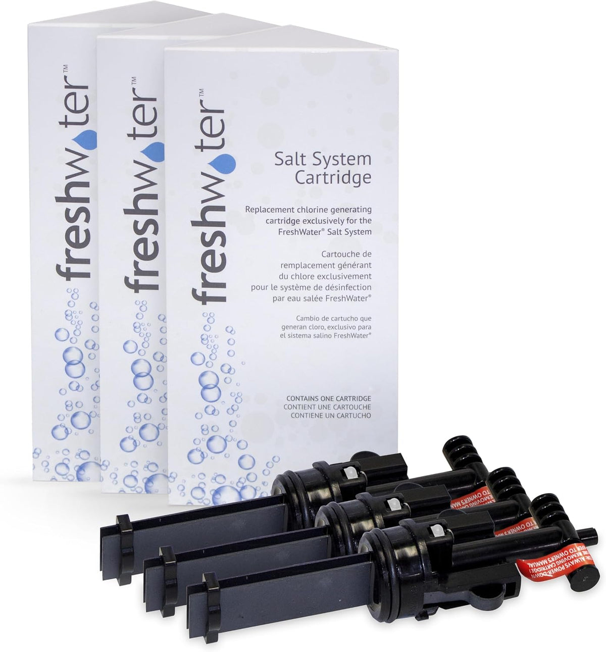FreshWater Salt System Cartridge - Water Treatment Replacement Cartridge for Spas & Hot Tubs - Easy Maintenance - Supports Natural-Feeling Water to Help Prevent Dry Eyes & Itchy Skin (3 Pack)