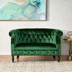 Milani Velvet Tufted Scroll Arm Loveseat by Christopher Knight Home