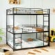 Metal Triple Bunk Bed with Safety Guardrails and 2 Ladders
