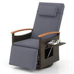 Outdoor Rattan 360�� Swivel Recliner Chair, Patio Wicker Chaise Lounge Chair with Adjustable Backrest & Footrest, Flip Side Table & Cushions
