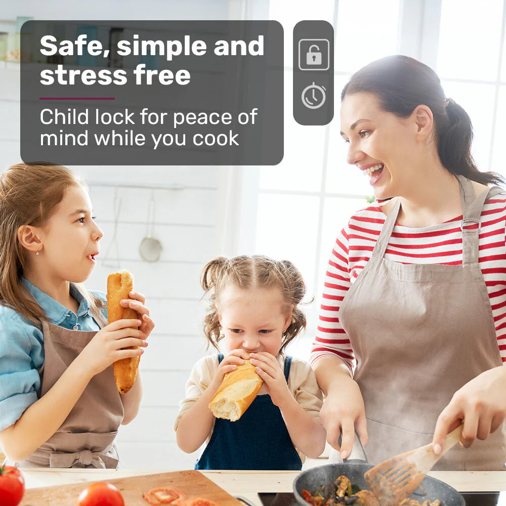 EUROCHEF Double Induction Cooktop, 9 Heat Levels, Fast Electric Portable Cooker, Touch Controls, Standard 10A Power Plug