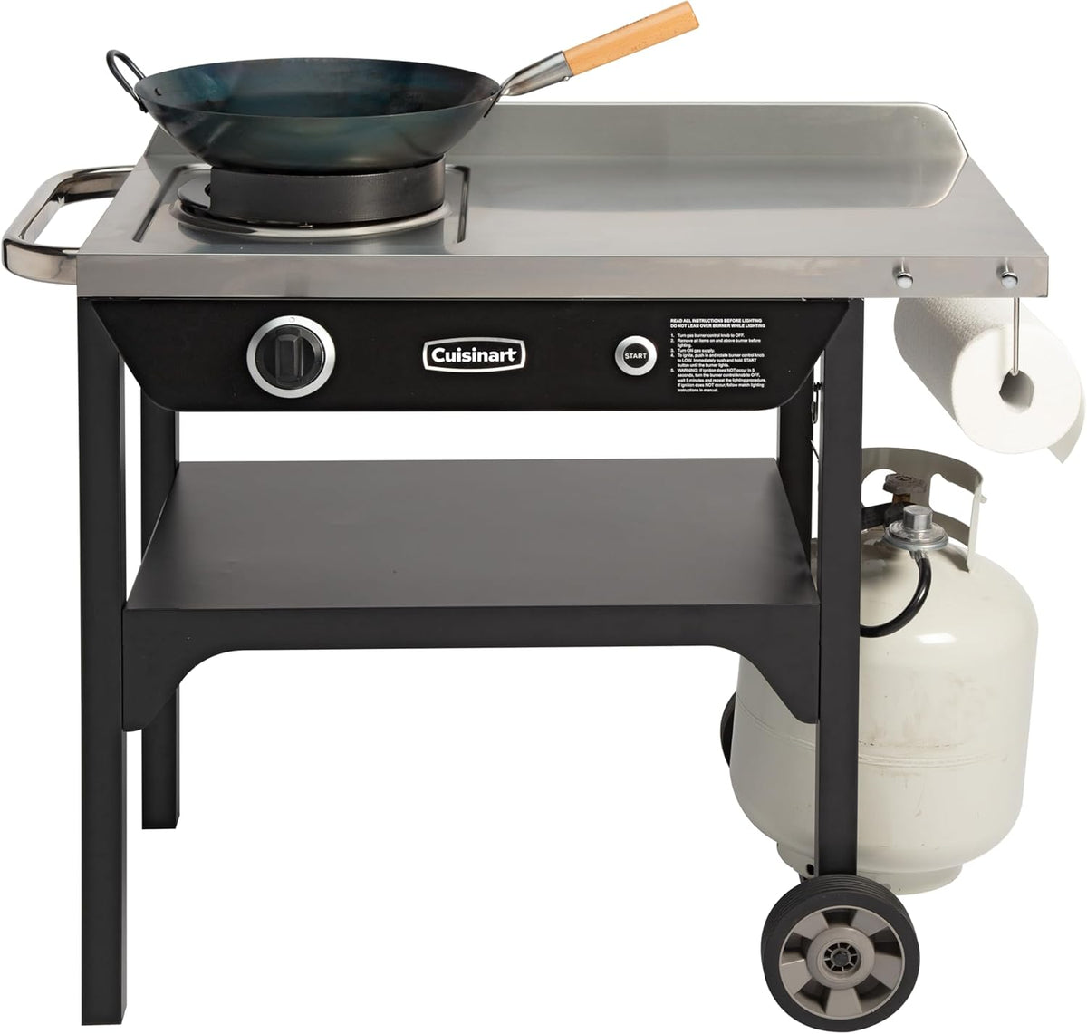Cuisinart Outdoor Wok Station with 50,000 BTU Burner & 14��� Carbon Steel Wok �C Perfect for Stir Frying & More