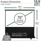 Elite Screens ezCinema 2, Manual Floor Pull Up with Scissor Backed Projector Screen, 70-inch 16:9, Portable Home Theater Office Classroom Projection Screen with Carrying Bag, F70XWH2