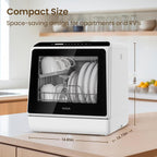 HAVA Countertop Dishwasher, 6 Programs Portable Dishwashers with 5L Built-in Water Tank