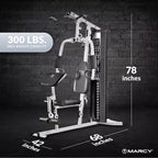 Marcy 150 Pound Stack Home Gym, Dual Function Arm Press & Leg Developer, Full Body Workout, Black/White