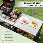 Outdoor Grill Table with Sink and Drainage Heavy Duty Metal Grill Cart