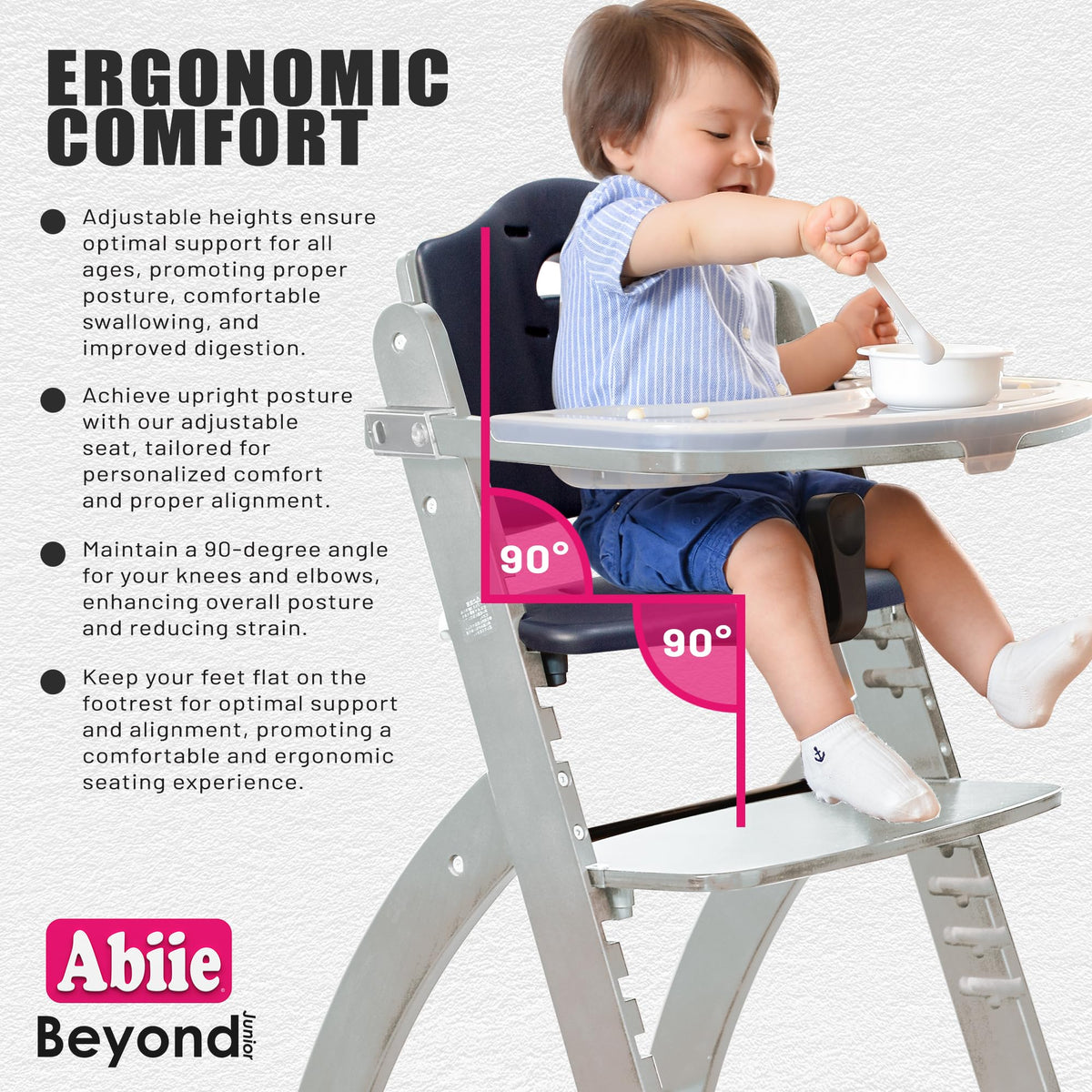 Abiie 3-in-1 Convertible Wooden High Chair for Babies & Toddlers