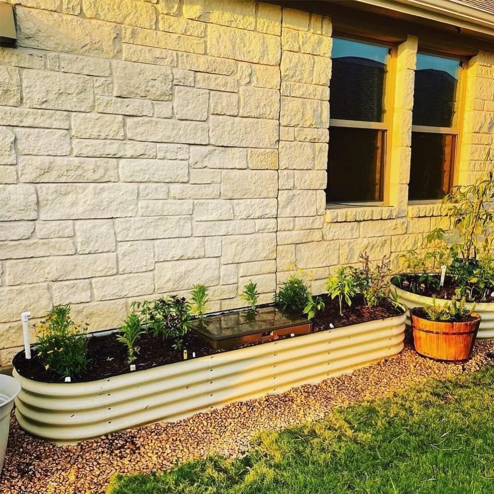Garden Raised Garden Bed Kit, 11" Tall 10 in 1 Modular Raised Garden Beds Kit, Metal Planter Box for Vegetables, Flowers, Herbs, Morden Gray
