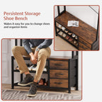 Lulive Hall Tree with Bench and Shoe Storage, 31.5" Coat Rack Freestanding with 2-Tier Storage Shelf, 6-in-1 Entryway Bench Coat Rack with 12 Hooks and 3 Drawers(Rustic Brown)