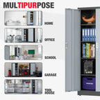 WORKPRO Metal Garage Storage Cabinet with Locking Doors and Adjustable Shelves,71 inches Tall Storage Cabinet for Tools, Office, Home, Shops (Black), Solid Packed