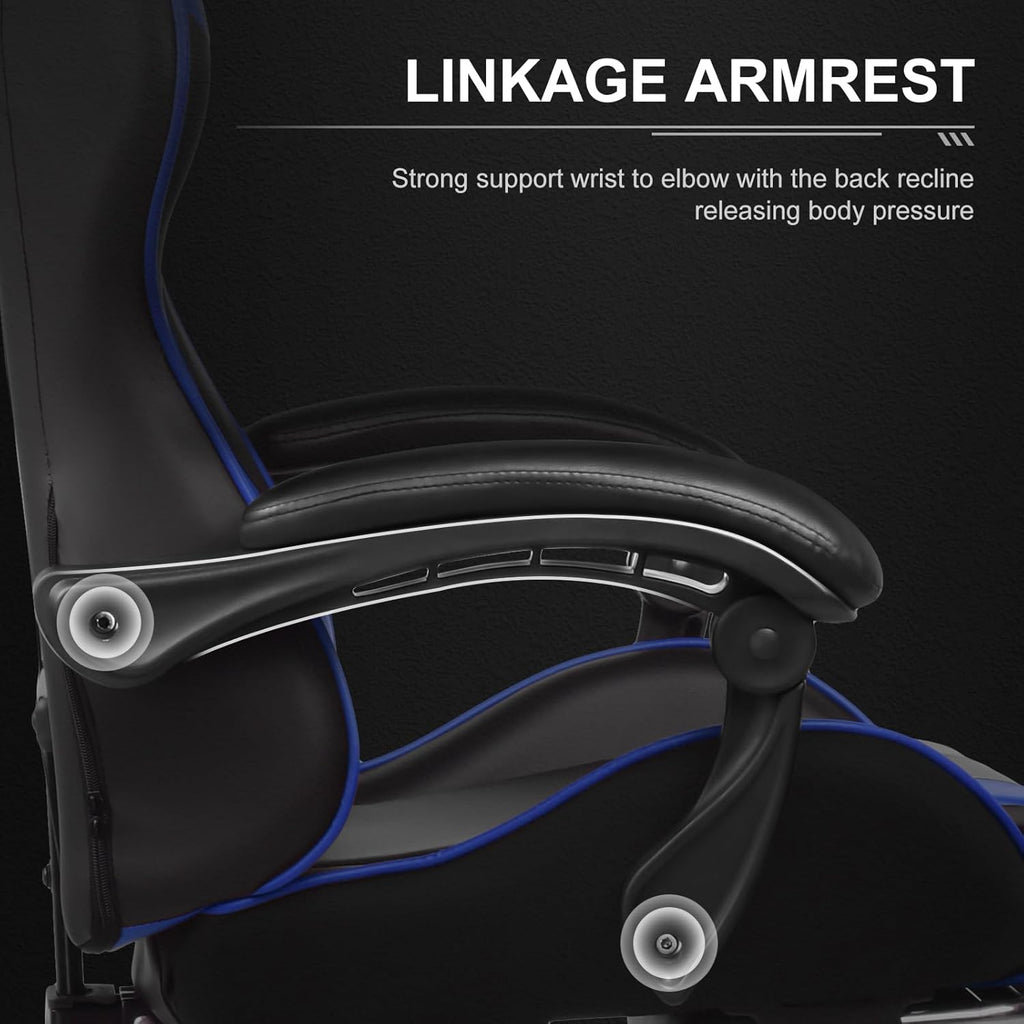 GTPLAYER Gaming Chair, Computer Chair with Footrest and Lumbar Support, Height Adjustable Game Chair with 360  -Swivel Seat and Headrest and for Office or Gaming (White)