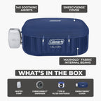 Coleman SaluSpa Atlantis AirJet Inflatable Hot Tub  4 to 6 Person Square Portable Outdoor Spa with 140 Air Jets  App Control and EnergySense Insulated Cover  71" x 28"