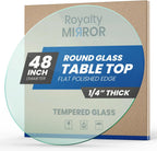 Royalty 48" Inch Round Tempered Glass Table Top – Clear Table Top Glass – Useful for Replacement  Tabletop Protector  Patio  Dining  Coffee  Desks - 1/4" Thick Flat Polished Edge