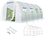 KING BIRD Premium 20x10x6.6FT Greenhouse for Outdoors  Large Walk-in Upgraded Galvanized Metal Frame  Mesh Door Screen Window Improved Zipper Tunnel Hoop for Garden Plant Winter  2 Stiffeners  White