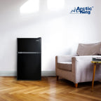 Arctic King 3.2 Cu ft Two Door Mini Fridge with Freezer, Stainless Steel, E-Star