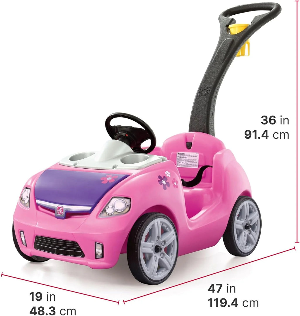 Step2 Whisper Ride II Ride On Push Toy Car, Pink �C Ride On Car with Included Seat Belt, Easy Storage and Transport, Makes a Great Stroller Alternative