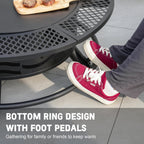 Panovue 42 Inch Fire Pit with 2 Cooking Grates, Outdoor Wood Burning BBQ Grill Firepit Bowl with Cover Lid, Steel Round Table for Backyard Bonfire Patio Picnic (Black, 42)