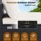 DUMOS 7 Piece Outdoor Patio Sectional Sofa, Modular Wicker Furniture Set with 2.8" Thick Cushions, Adjustable Feet, Weather-Resistant Rattan Outdoor Couch for Backyard, Deck, Garden, Poolside, Black