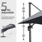 PURPLE LEAF 9' X 11.5' Patio Umbrella Outdoor Cantilever Rectangle Umbrella Aluminum Offset Umbrella with 360-degree Rotation for Garden Deck Pool Patio  Grey