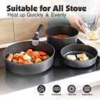 SENSARTE 17 Piece Pots and Pans Set, Detachable Handle Cookware